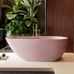 Allsumhome ExBrite – Allsumhome RockE 67″ Oval Solid Surface Stone Freestanding Bathtub,Stone Touch,Pink,Scratch-proof,cUPC Certified,No Drain