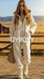OYROSY – Casual Loose Vintage Polar Fleece Pocket Zipper Hooded Jumpsuit