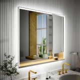 Allsumhome ExBrite – Ample 42″ W x 36″ H LED Lighted Chrome Medicine Cabinet with Mirror and Shelves for Bathroom Recessed or Surface Mount