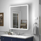 Allsumhome ExBrite – Rim 30″ W x 32″ H Lighted Medicine Cabinet Recessed or Surface LED Medicine Cabinet with Outlets & USBs