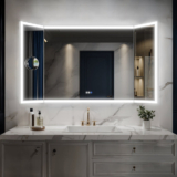 Allsumhome ExBrite – TriFold 66″ W x 36″ H LED Lighted Three Ways Bathroom Mirror, Front & Back Lighting, with Movable Magnifying Mirror